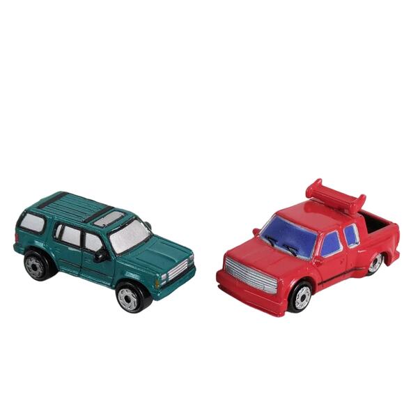 Vtg 1994 LGT Micro Machines Diecast, Ford Explorer Teal, Chevy Dually Pickup Red - Picture 1 of 6